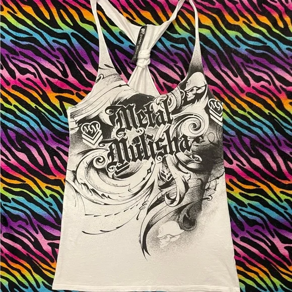 Y2k grunge goth rare 2000s Metal Mulisha Edgy Black and Gray Tank Top - Picture 1 of 3
